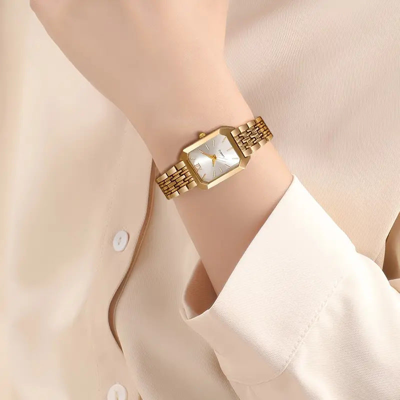 Cross-border hot ins Wind Steel Band Women's Watch Fashion Simple Square Quartz Wristwatch Female Student Versatile Watch