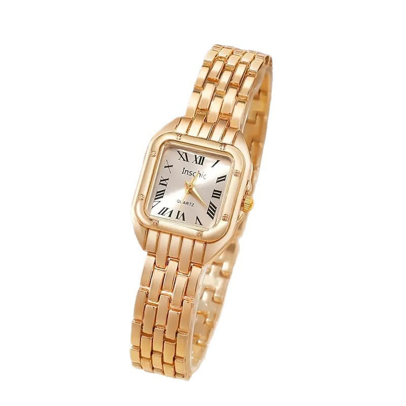 Cross-Border Hot-Selling Watch for Women, High-End Glass Quartz Watch, Fashionable Automatic Small Square Ladies' Watch