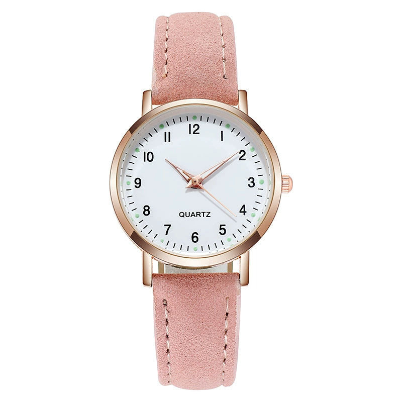 Cross-Border Simple Design Leather Strap Women's Watch High-End Feel Fresh Decorative Watch for Girls