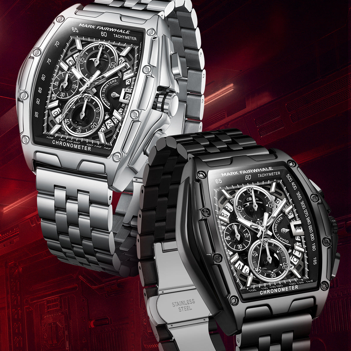 Mark Huafei Mark Fairwhale Brand multifunctional luminous chronograph skeleton hot-selling waterproof quartz watch