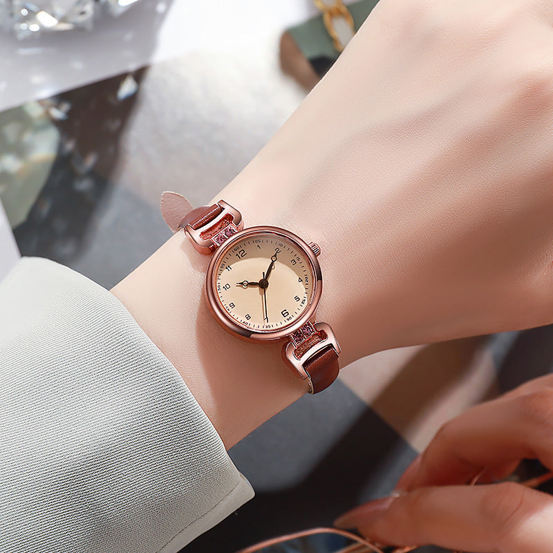 Retro Exam Watch for Women Students ins High-Value Light Luxury British Style Small Dial Women's Quartz Watch