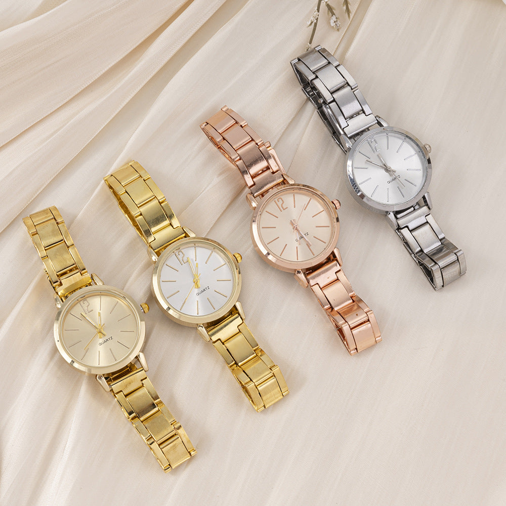 Wholesale Cross-Border Foreign Trade Hot-Selling Casual Fashion Women's Steel Band Watch Simple Digital Scale Student Quartz Wristwatch