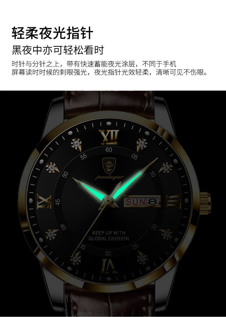 Bodaga New Waterproof Luminous Dual Calendar Men's Watch Ultra-thin Quartz Wristwatch Live Streaming AliExpress Hot Item