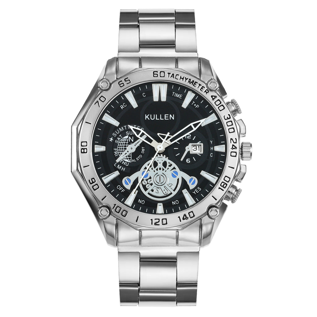 Cross-Border Hot-Selling Men's Watch Steel Band Calendar Watch Business Men's Watch Non-Mechanical High-End Men's Watch