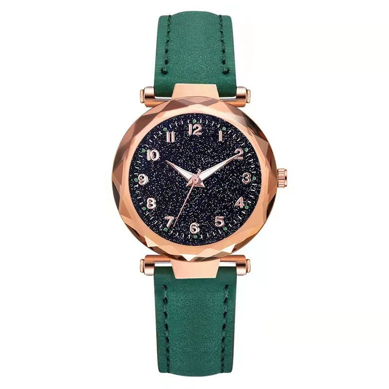 Casual Matte Digital Belt Women's Watch Starry Sky Luminous Girl's Watch Plastic Case Quartz Watch Manufacturer Wholesale