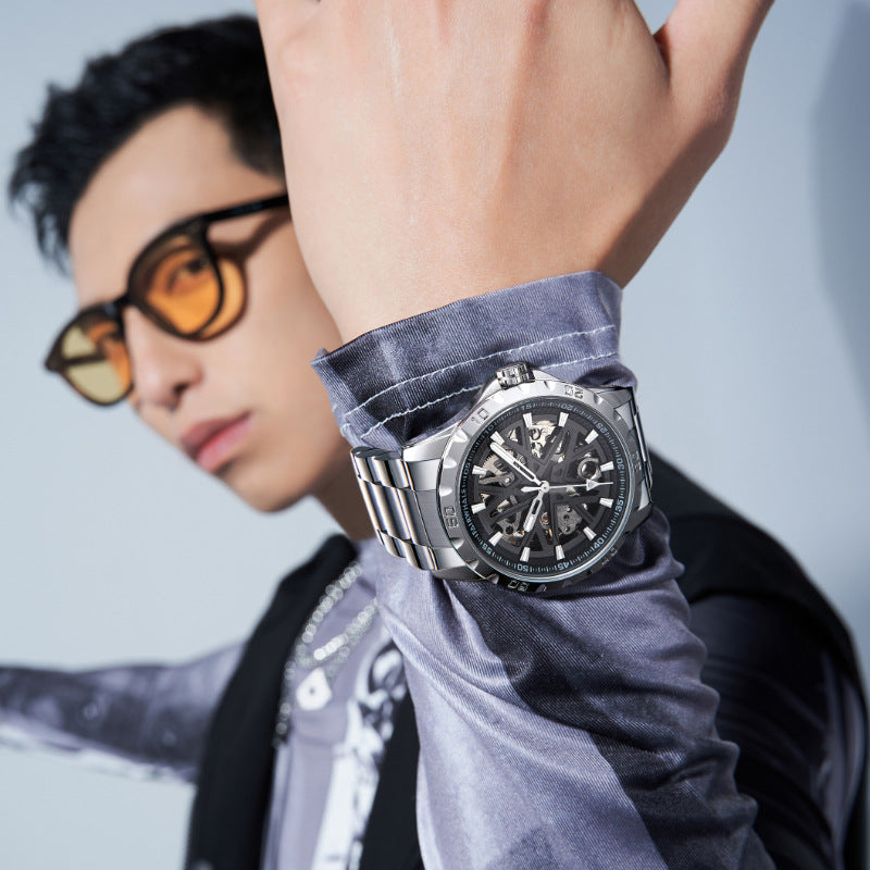 Mark Huafei MarkFairwhale Brand Men's Watch Fully Automatic Skeleton Mechanical Watch Hot-Selling Cross-Border Factory