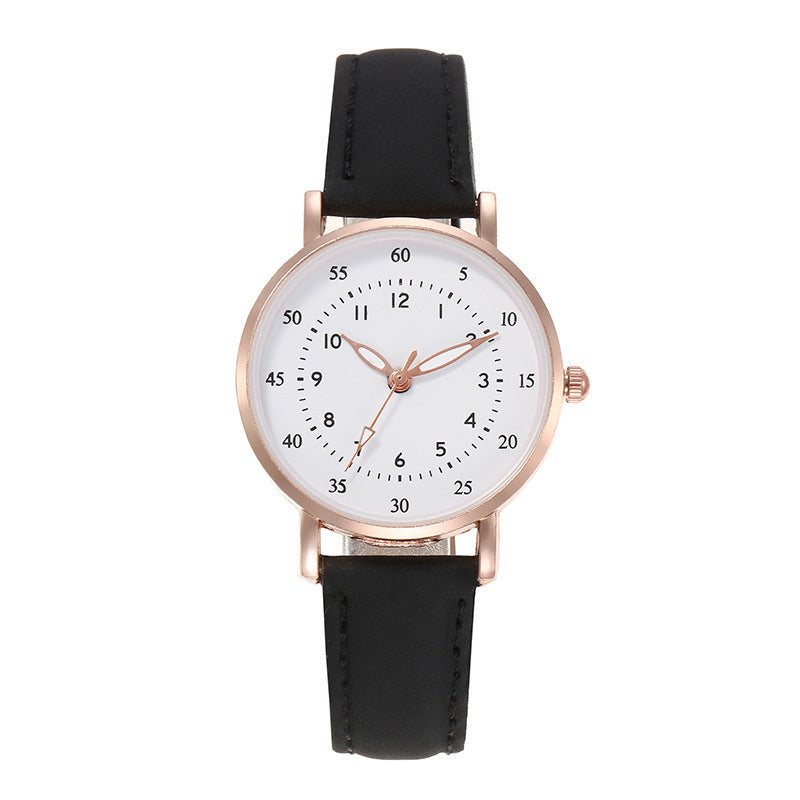 Cross-Border Hot-Selling Women's Fashion Simple Round Pointer High-End Versatile Fashion Watch Student Quartz Wristwatch