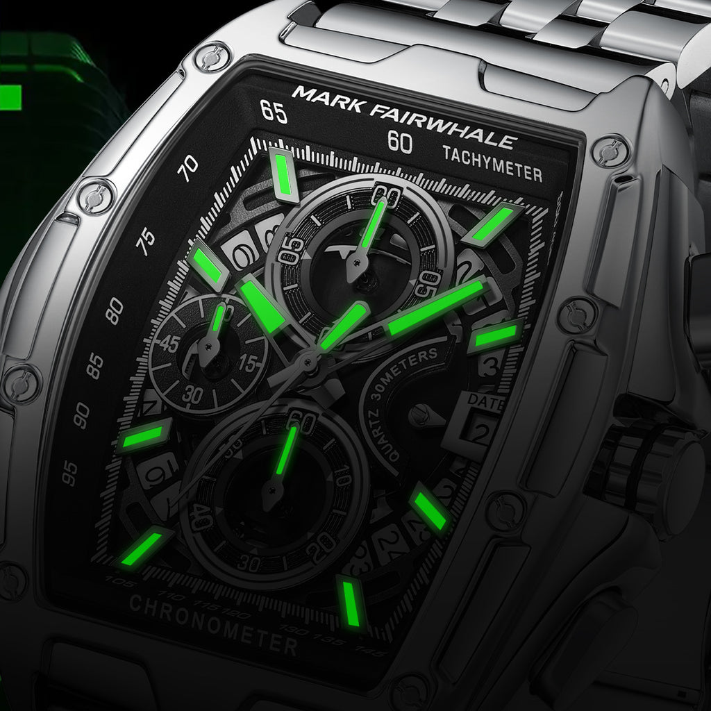 Mark Huafei Mark Fairwhale Brand multifunctional luminous chronograph skeleton hot-selling waterproof quartz watch
