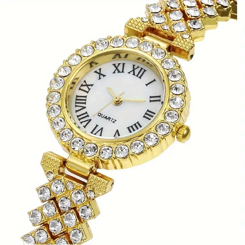 Cross-Border Hot-Selling Alloy Women's Bracelet Watch with Diamonds Trendy Decorative Watch Women's High-End Quartz Watch
