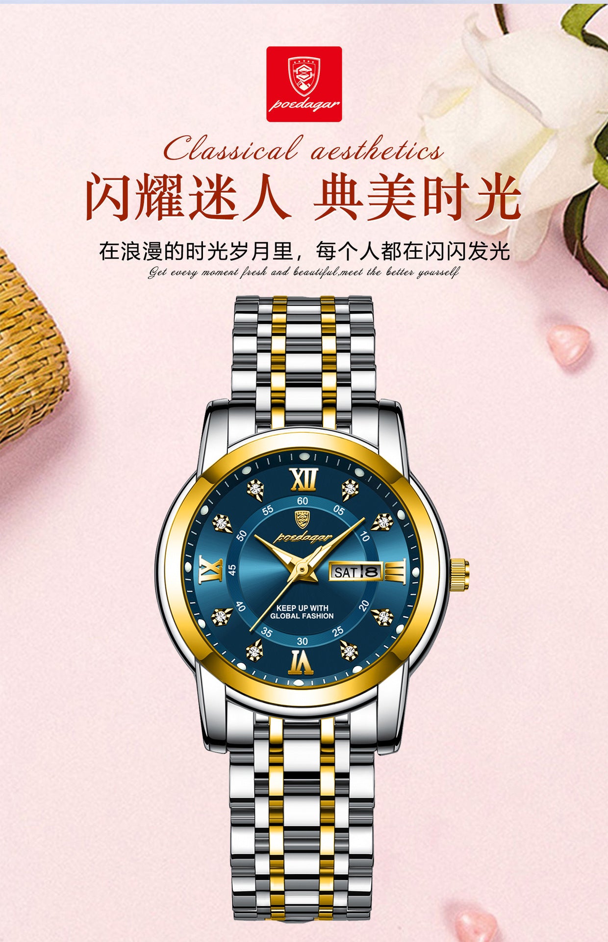 Swiss Brand Women's Watch New Waterproof Luminous Dual Calendar Wristwatch Female Live Export Hot Sale One Piece Dropshipping