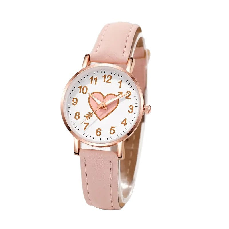 Internet Celebrity Cute Style Watch for Female Students Korean Version Simple Girlfriends Cute Heart Piercing Quartz Wristwatch Wholesale