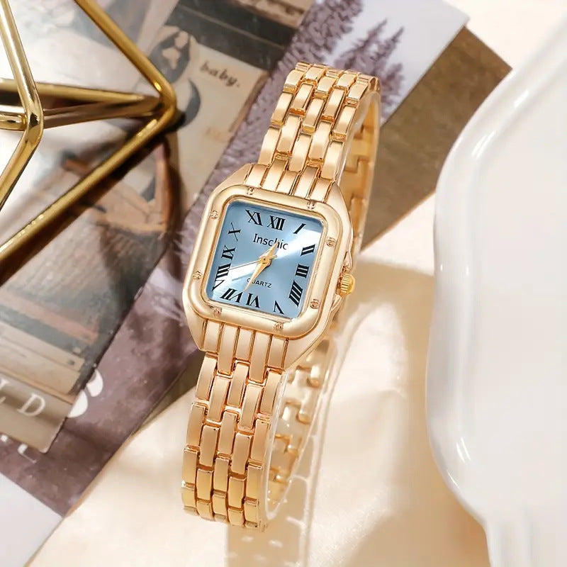 Cross-Border Hot-Selling Watch for Women, High-End Glass Quartz Watch, Fashionable Automatic Small Square Ladies' Watch