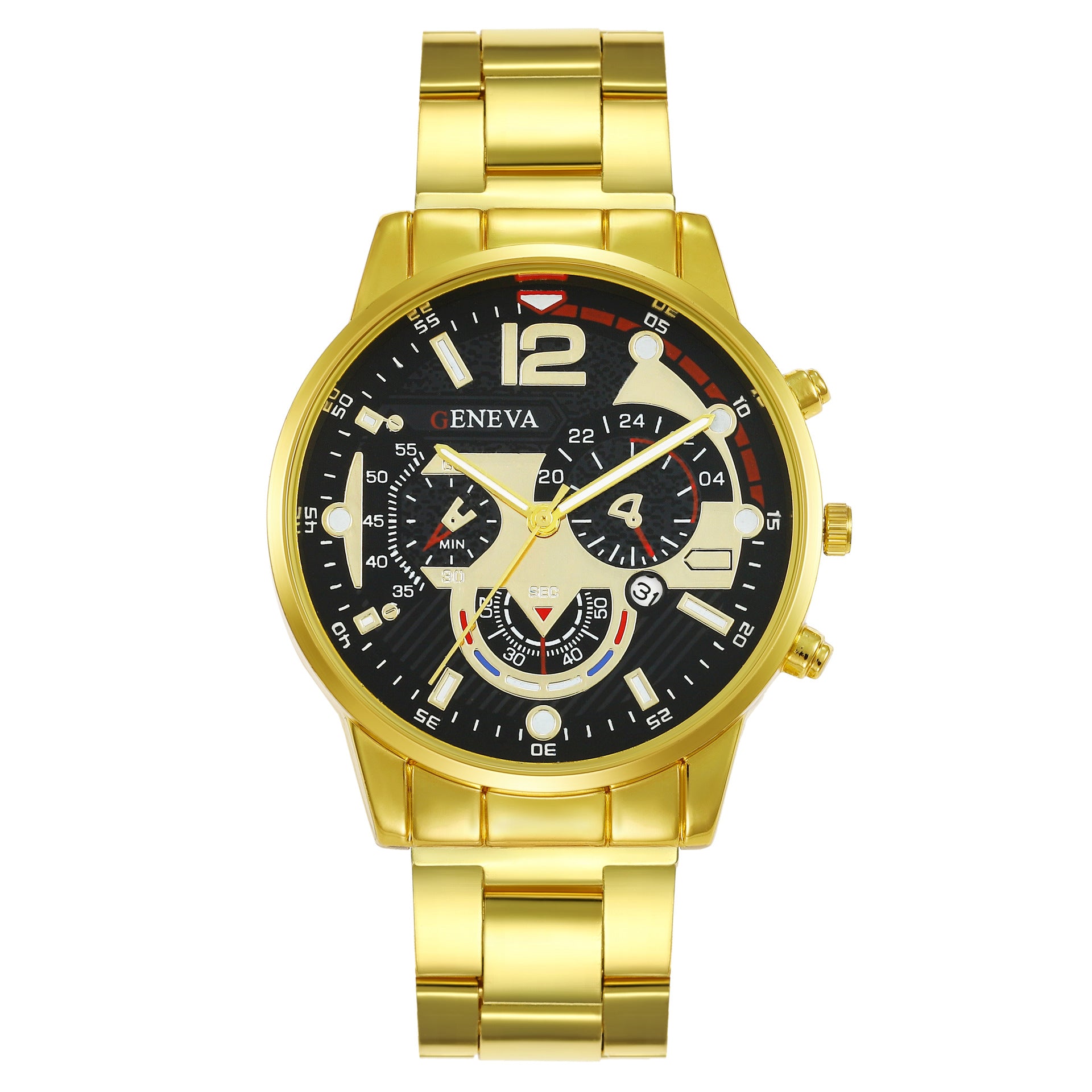 Cross-Border Hot-Selling Men's Watch Set Gift Large Dial with Calendar Steel Band Men's Business Luminous Watch