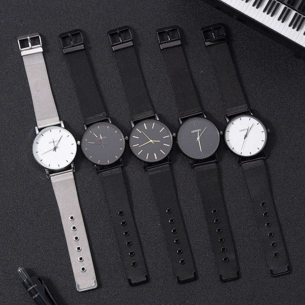 Minimalist Quartz Watch New Men's Watch Wholesale Gift Korean Version Versatile Wristwatch Manufacturer Mesh Strap Dropshipping Live Streaming
