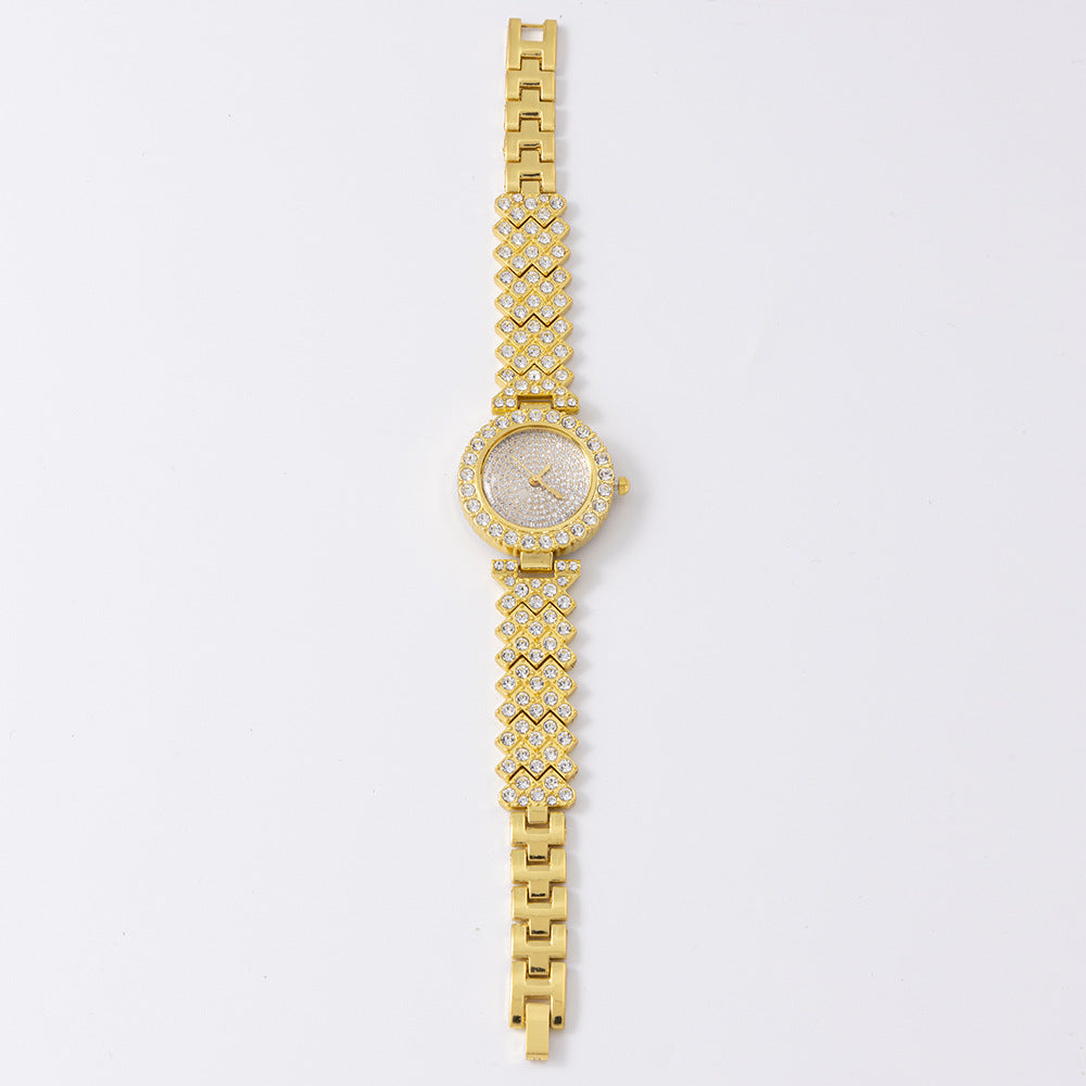 2024Elegant Fashion Foreign Trade Hot-Selling Women's Diamond-Studded Watch New Niche Versatile Small Dial Women's Quartz Watch