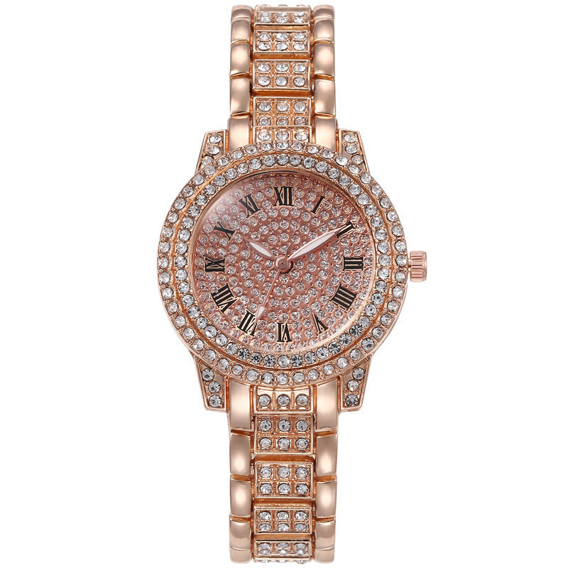 Factory In-Stock Diamond-Studded Roman Pattern Women's Watch Starry Sky Diamond-Studded Quartz Fashion Women's Watch Bracelet Treasure Bowl