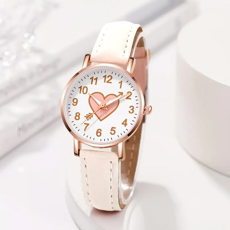 Internet Celebrity Cute Style Watch for Female Students Korean Version Simple Girlfriends Cute Heart Piercing Quartz Wristwatch Wholesale