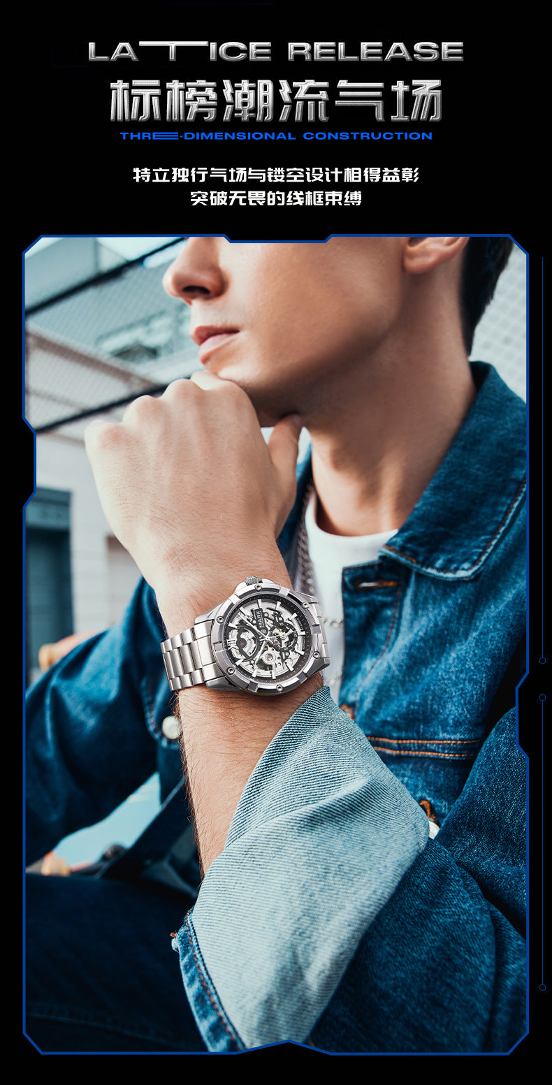 Mark Huafei Mark Fairwhale Brand Watch Waterproof Luminous Double-sided Hollowed Out Fully Automatic Mechanical Watch