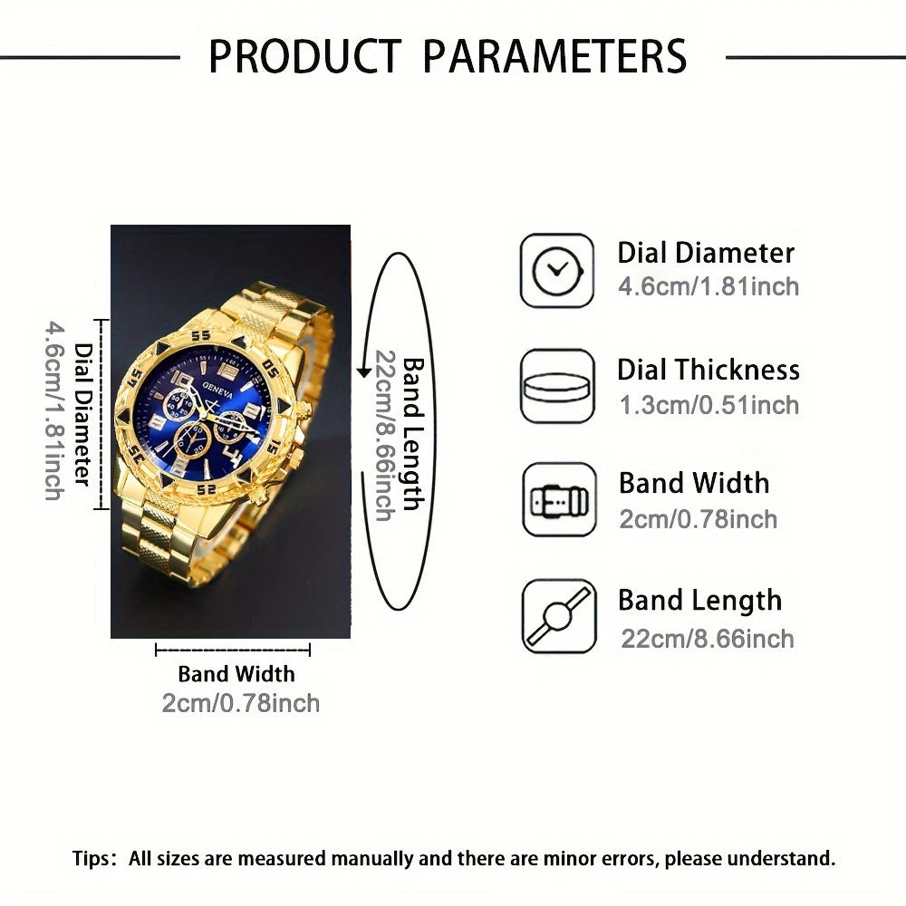 Cross-border Hot-Selling Men's Watches+Jewelry Set High-end Men's Business Watch Gift Four-piece Set Watch