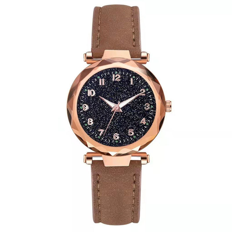 Grinding Digital Belt Women's Starry Sky Luminous Watch Women's Watch Dial Manufacturer In Stock Quartz Watch Wholesale