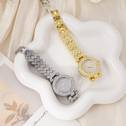 2024Elegant Fashion Foreign Trade Hot-Selling Women's Diamond-Studded Watch New Niche Versatile Small Dial Women's Quartz Watch