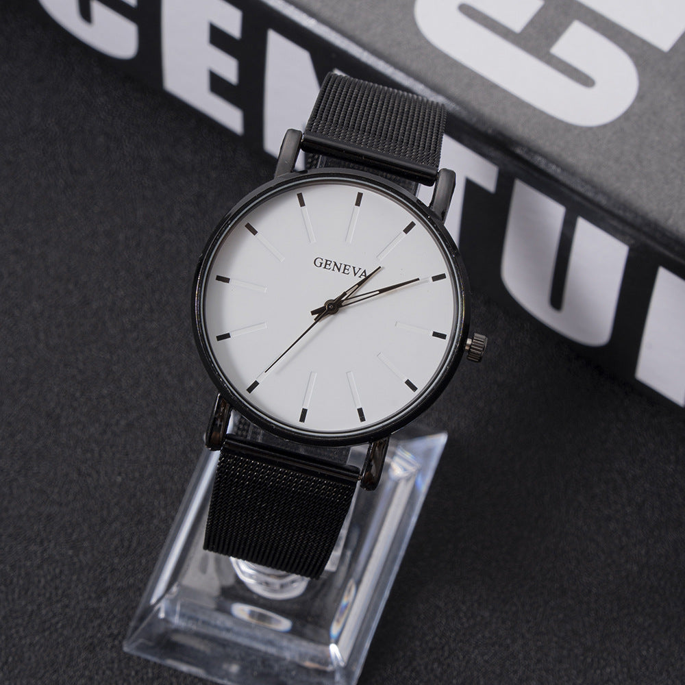 Minimalist Quartz Watch New Men's Watch Wholesale Gift Korean Version Versatile Wristwatch Manufacturer Mesh Strap Dropshipping Live Streaming