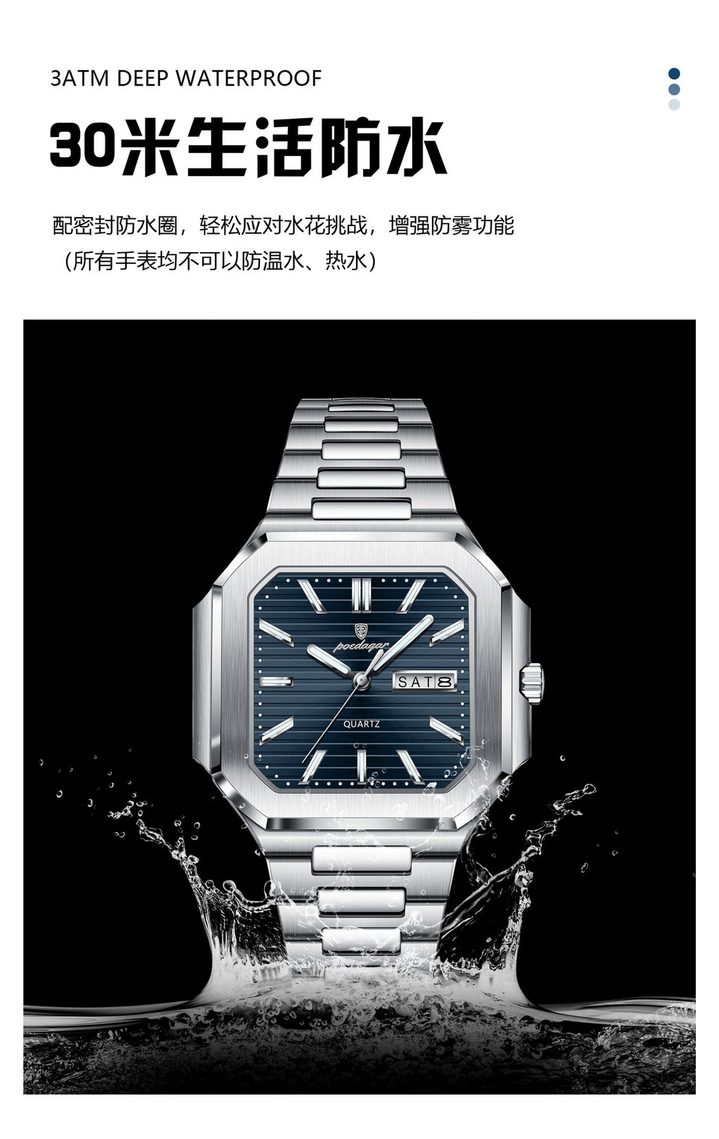 Swiss Brand Dual Calendar Watch for Men Waterproof Luminous Luxury Quartz Watch Live Streaming Foreign Trade Hot Item Dropshipping