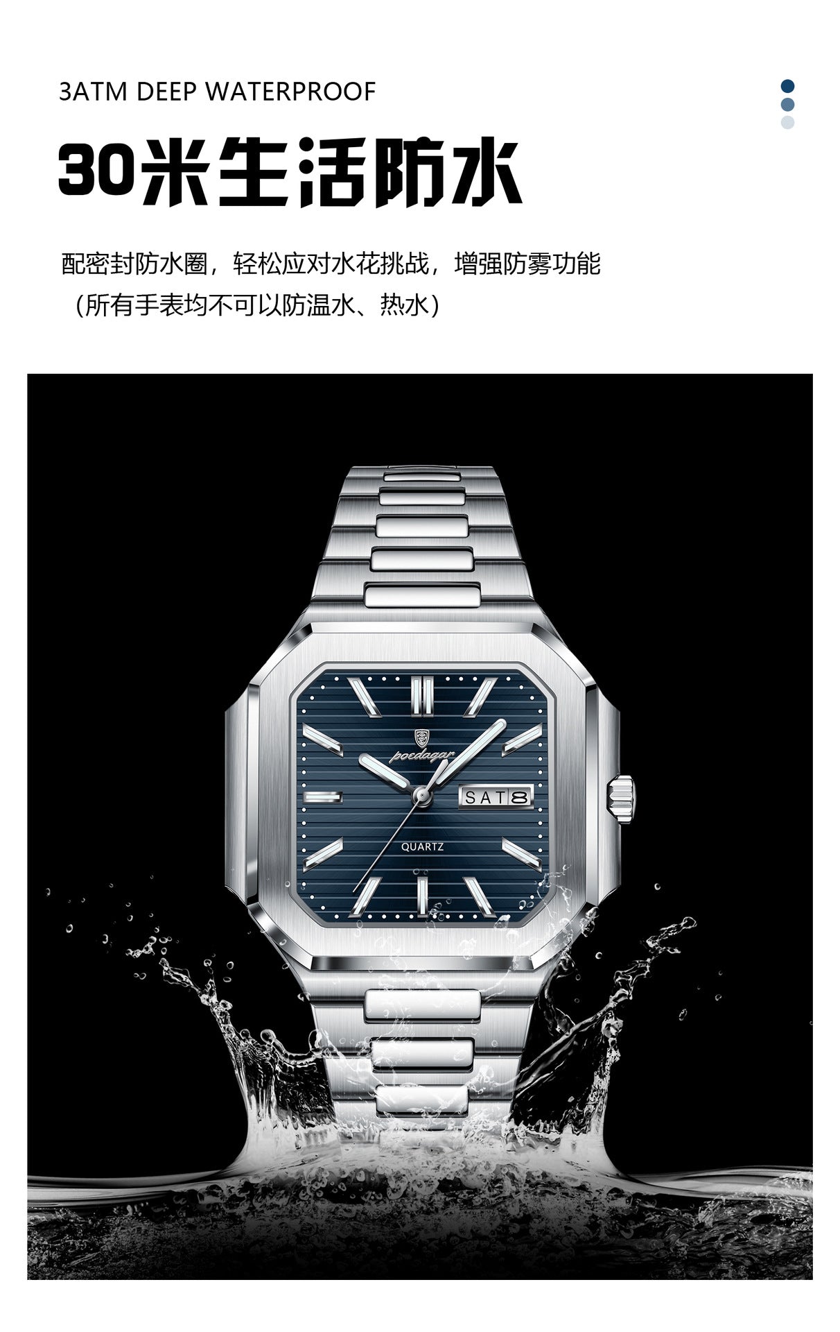 Swiss Brand Dual Calendar Watch for Men Waterproof Luminous Luxury Quartz Watch Live Streaming Foreign Trade Hot Item Dropshipping