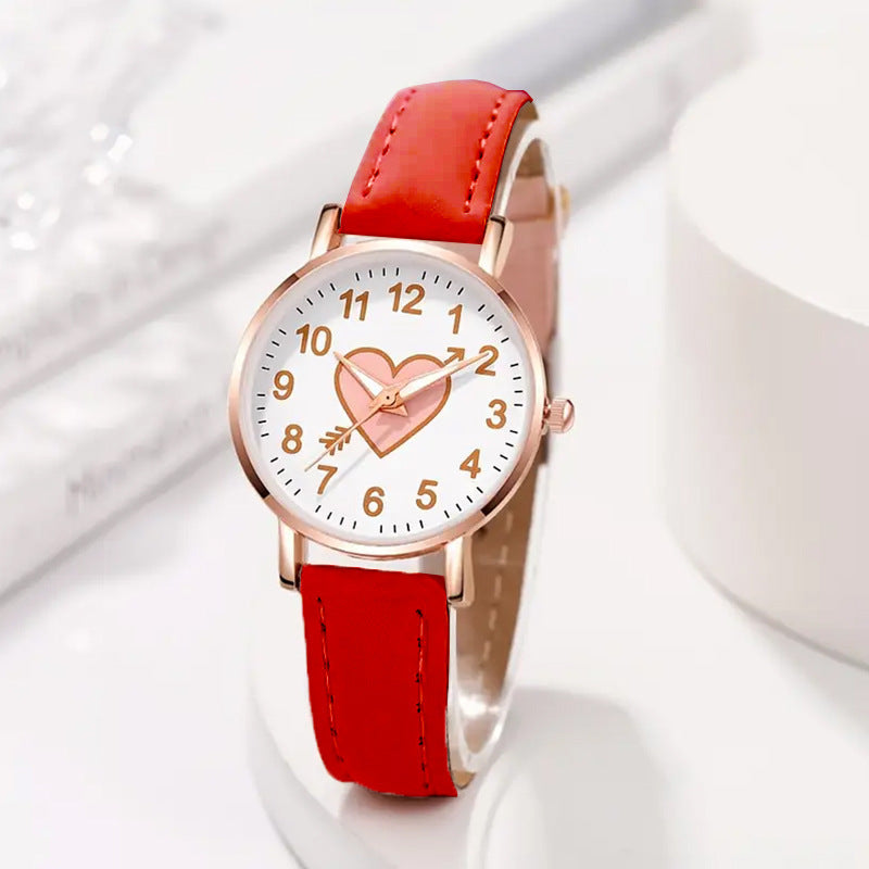 Internet Celebrity Cute Style Watch for Female Students Korean Version Simple Girlfriends Cute Heart Piercing Quartz Wristwatch Wholesale