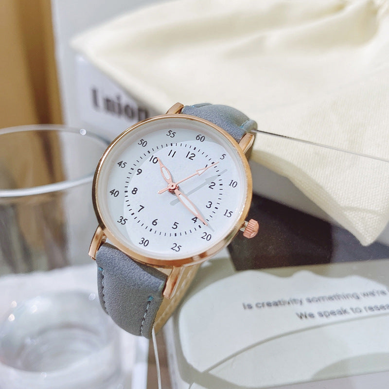 Cross-Border Hot-Selling Women's Fashion Simple Round Pointer High-End Versatile Fashion Watch Student Quartz Wristwatch