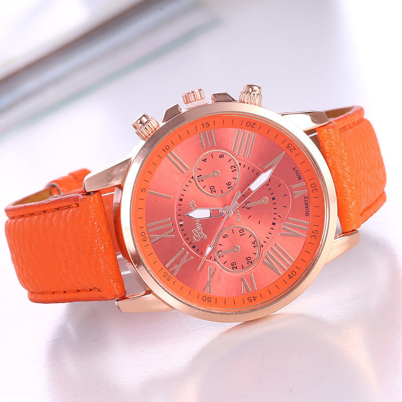 Cross-Border Hot-Selling Watches geneva Belt Women's Quartz Watch Classic Multi-Color Optional Women's Watch