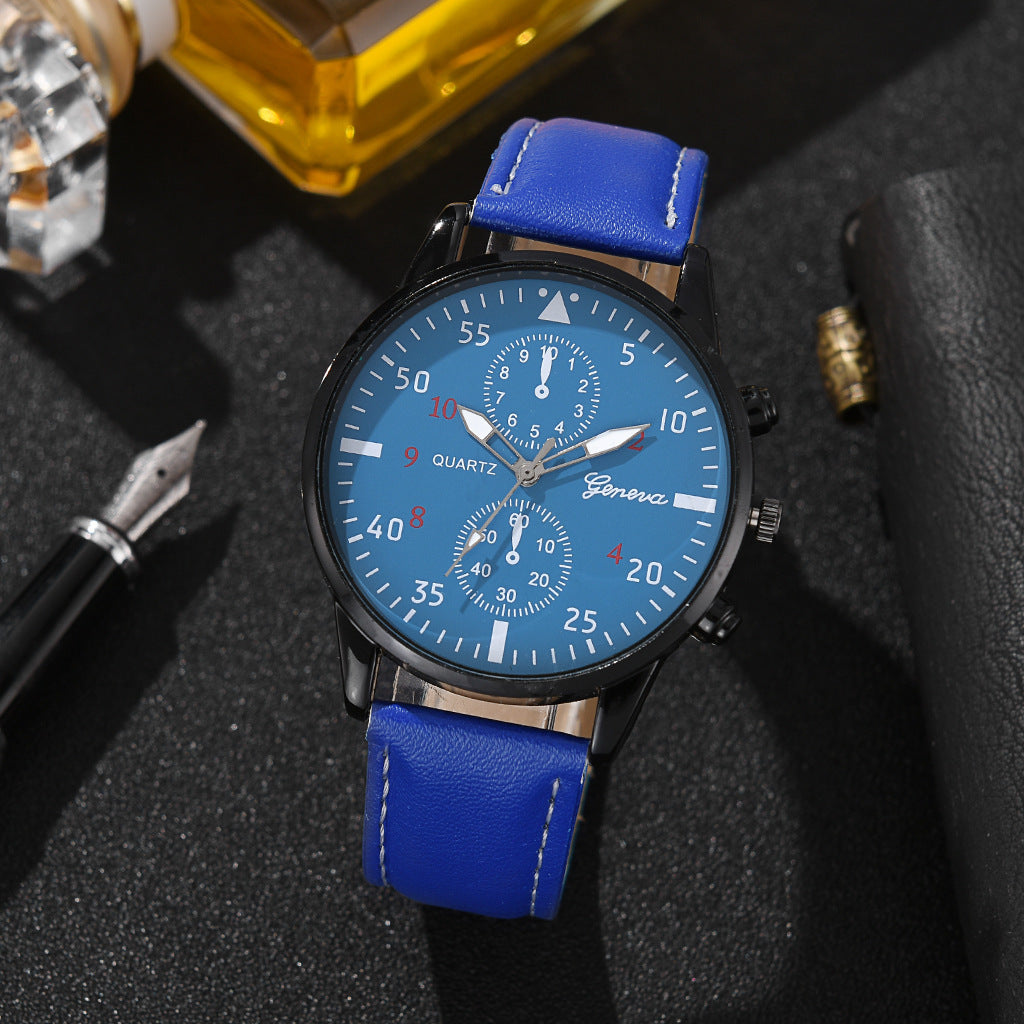 Foreign Trade Hot-Selling Men's Belt Watch High-End Hong Kong Style Fashion Wristwatch Business Two-Eye Watch Men's Factory Wholesale