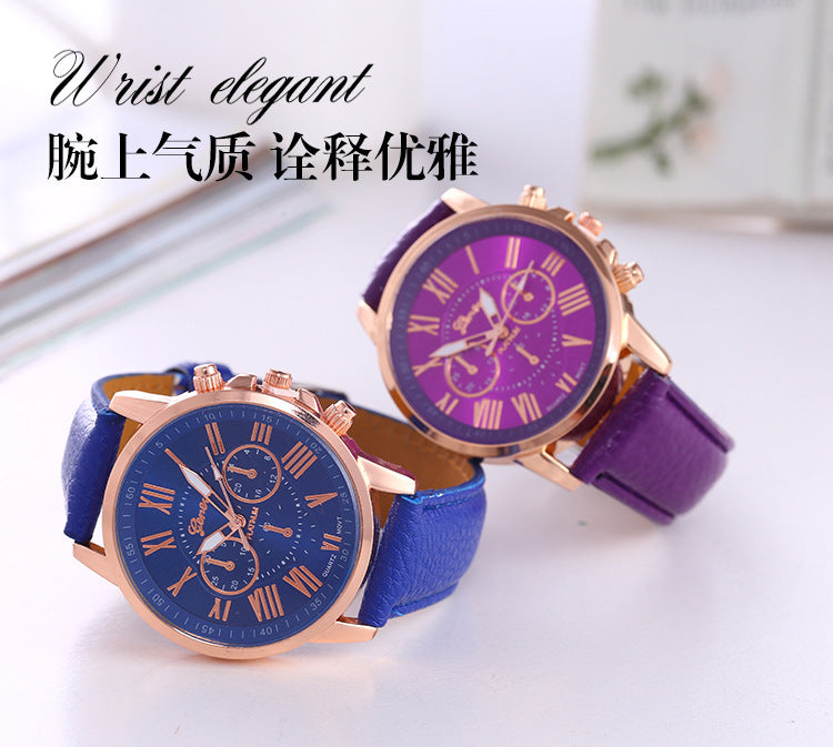 Cross-Border Hot-Selling Watches geneva Belt Women's Quartz Watch Classic Multi-Color Optional Women's Watch