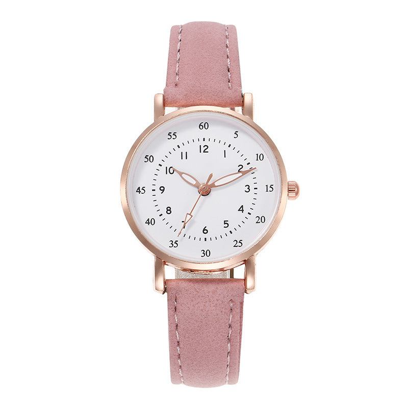 Cross-Border Hot-Selling Women's Fashion Simple Round Pointer High-End Versatile Fashion Watch Student Quartz Wristwatch
