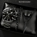Cross-Border Hot-Selling Watch Set Fake Three-Eye Watch Men's Steel Band Glass Quartz Watch Business High-End Men's Watch