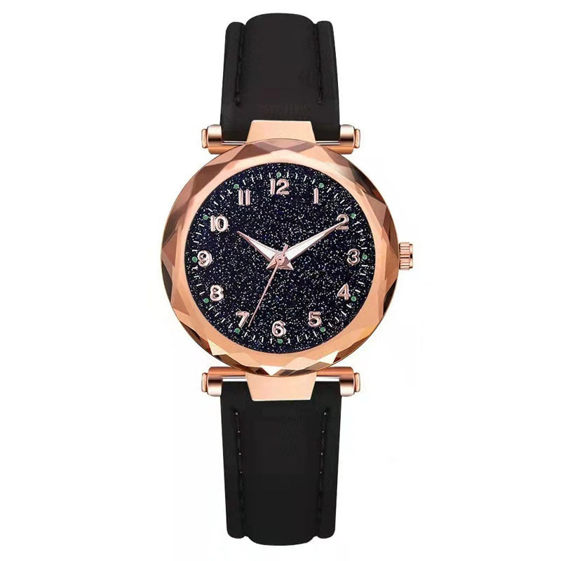 Casual Matte Digital Belt Women's Watch Starry Sky Luminous Girl's Watch Plastic Case Quartz Watch Manufacturer Wholesale