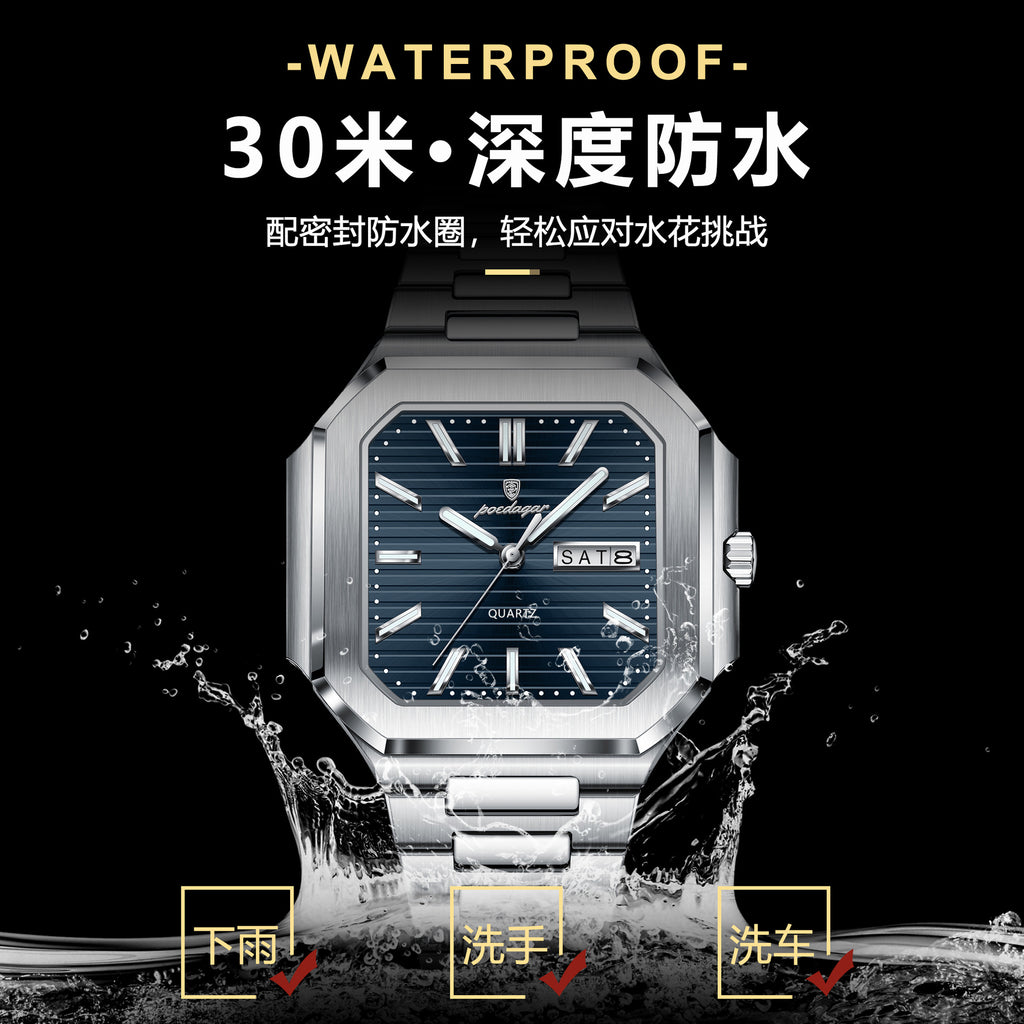 Swiss Brand Dual Calendar Watch for Men Waterproof Luminous Luxury Quartz Watch Live Streaming Foreign Trade Hot Item Dropshipping