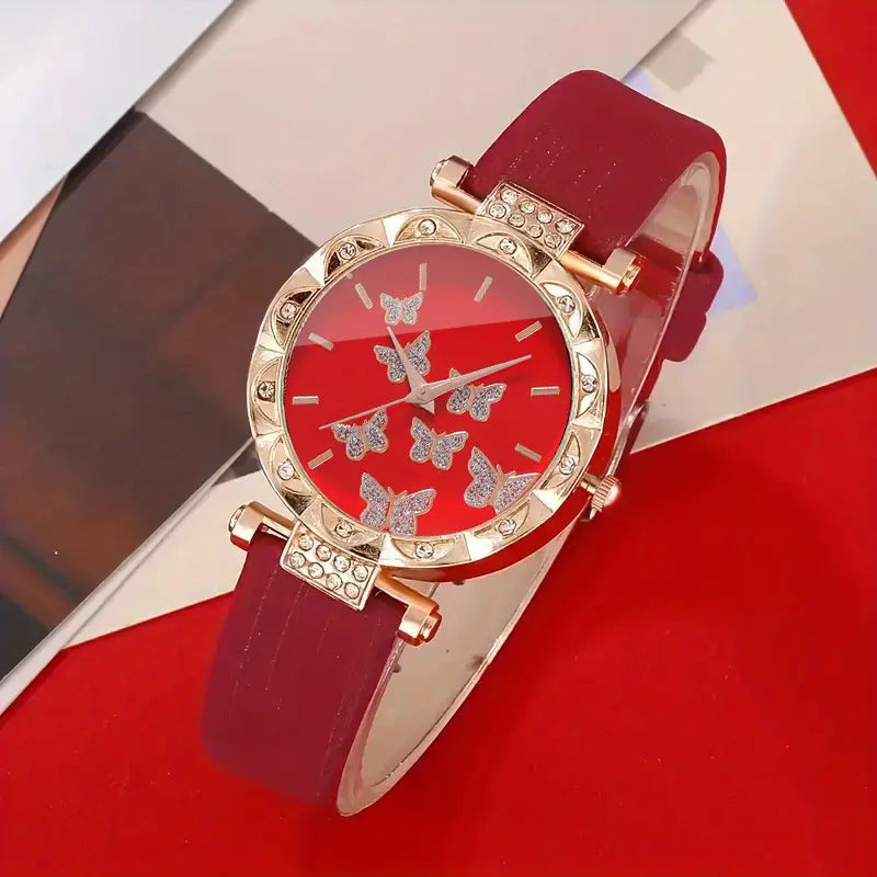 Cross-border Hot-Selling Women's Watch High-End Red Ribbon Quartz Watch Fashionable Niche Light Luxury Watch Wholesale