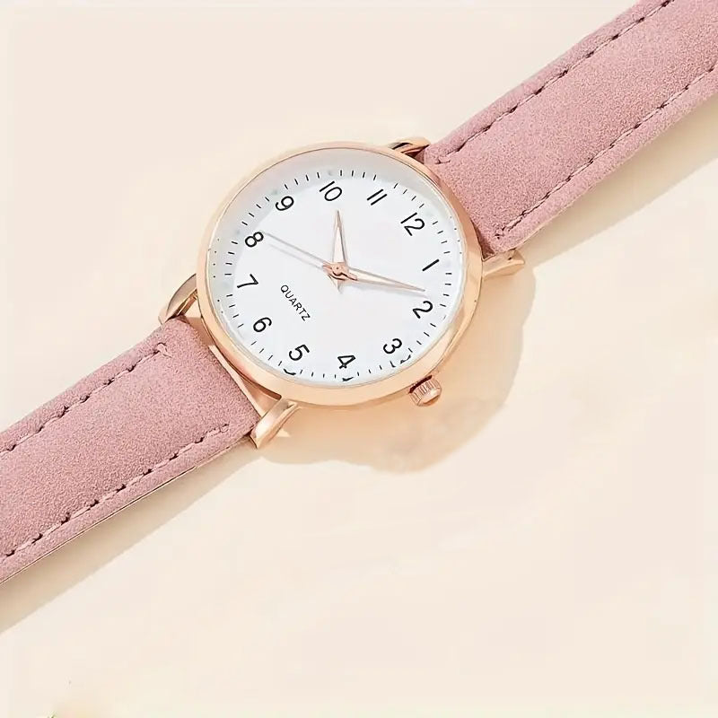 Cross-Border Simple Design Leather Strap Women's Watch High-End Feel Fresh Decorative Watch for Girls