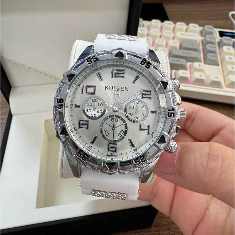 Cross-border Hot-Selling Men's Watches Wholesale Casual Silicone Strap Quartz Watches Fashion Men's Wristwatches Men's Watches