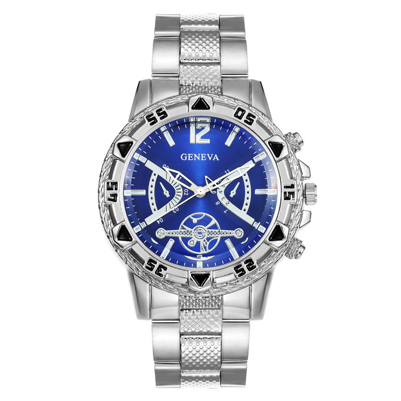 Southeast Asia Cross-Border Men's Watch Set Wholesale Steel Band Watch Men's Trendy Fashion Quartz Watch Men's Watch