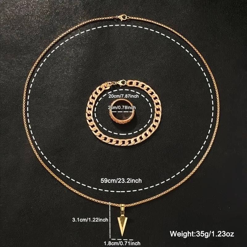 Southeast Asia Cross-Border Men's Watch Set Wholesale Steel Band Watch Men's Trendy Fashion Quartz Watch Men's Watch