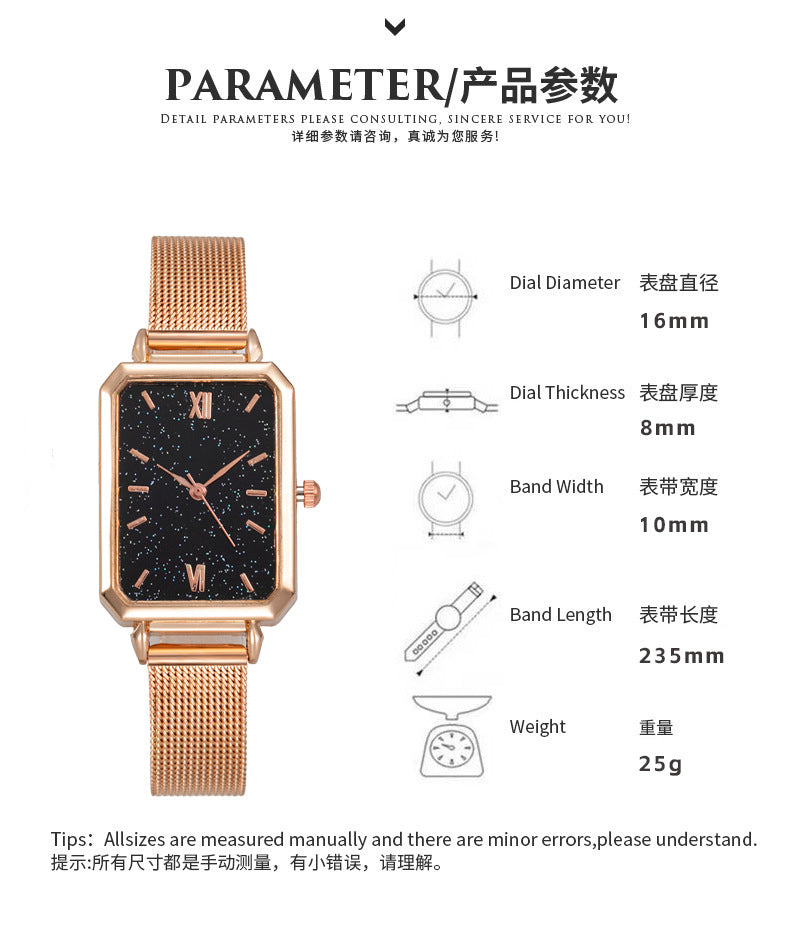 Live Streaming Hot-Selling Retro Elegant Women's Watch High-Value High-End Retro Small Square Quartz Wristwatch Wholesale