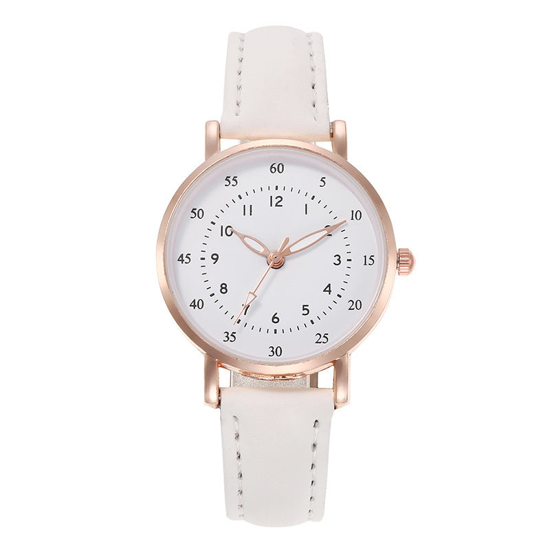 Cross-Border Hot-Selling Women's Fashion Simple Round Pointer High-End Versatile Fashion Watch Student Quartz Wristwatch