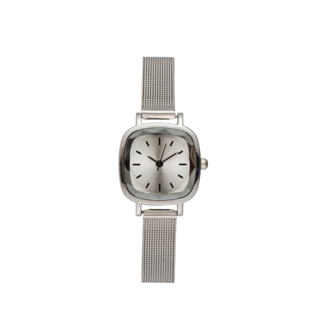 Internet Celebrity Compact Casual Retro ins Trendy Square Steel Strap Quartz Waterproof Mesh Strap Women's Watch Fashion Small Square Watch