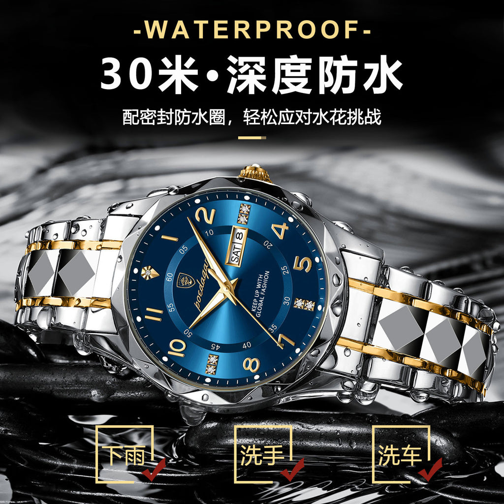 Swiss Brand New Men's Watch Luxury Waterproof Luminous Quartz Wristwatch Live Streaming Foreign Trade Hot Item Dropshipping