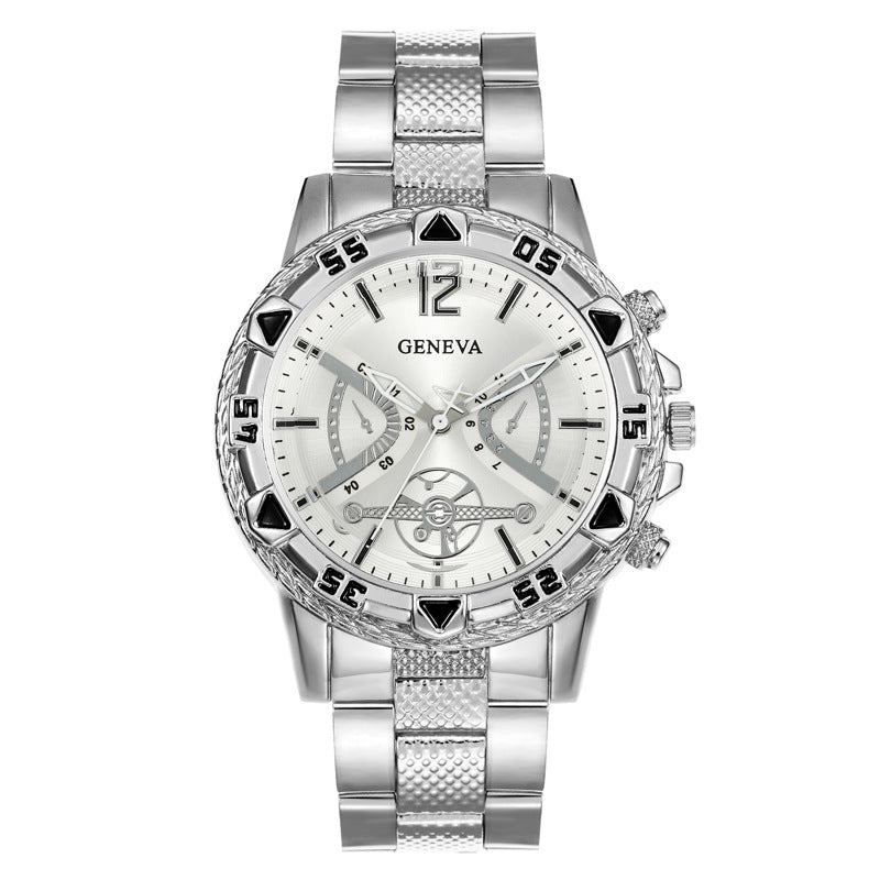 Southeast Asia Cross-Border Men's Watch Set Wholesale Steel Band Watch Men's Trendy Fashion Quartz Watch Men's Watch