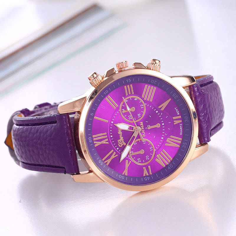 Cross-Border Hot-Selling Watches geneva Belt Women's Quartz Watch Classic Multi-Color Optional Women's Watch