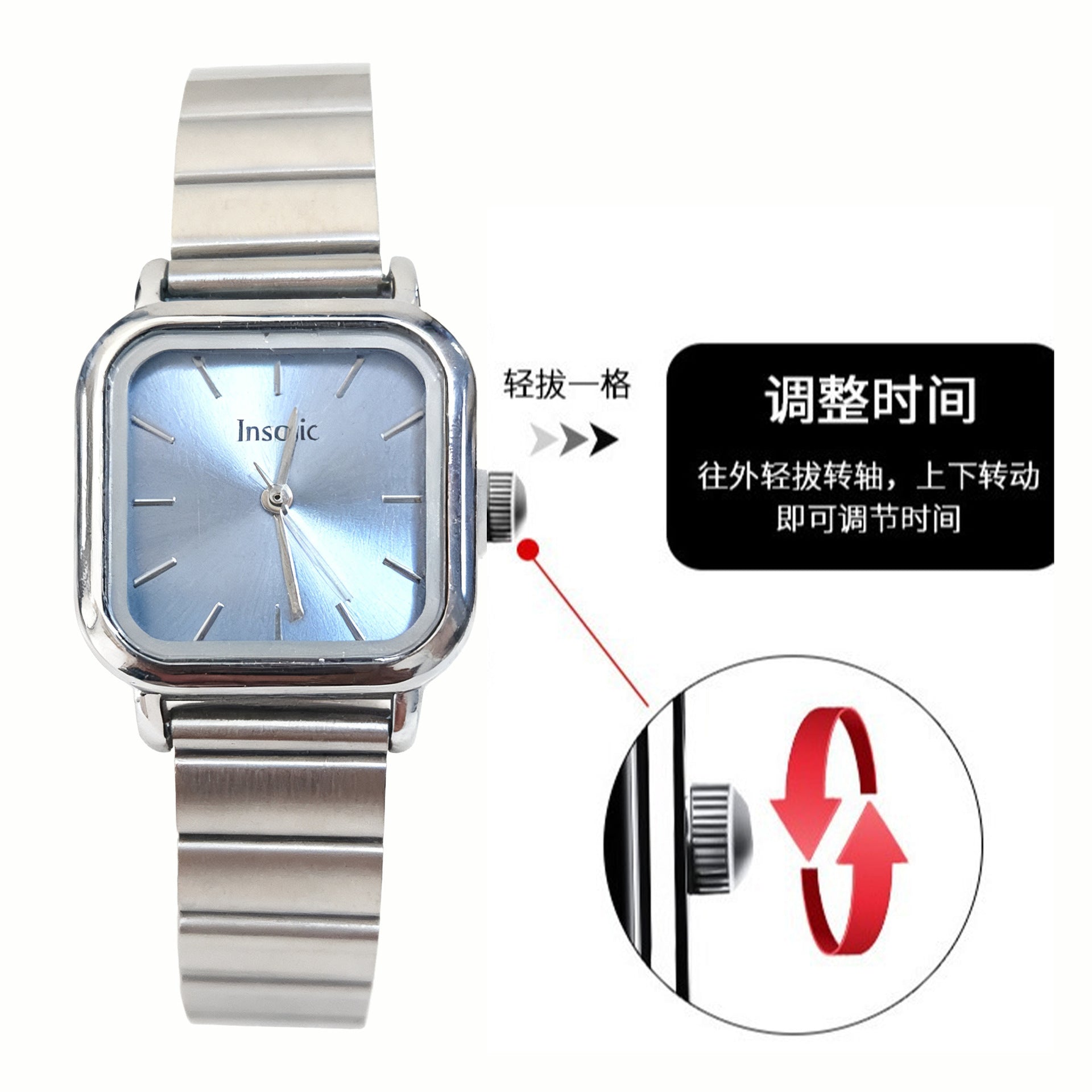 Cross-border Hot Selling Steel Strap Women's Watches Wholesale ins Women's Watch Girls Light Luxury Square Women's Watch Quartz Watch