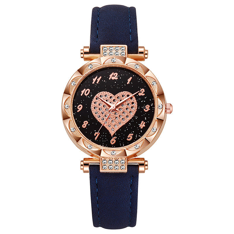 Cross-Border Hot-Selling Southeast Asian Women's Watch Big Heart Casual Decorative Watch for Girls with Diamond Inlay Wholesale